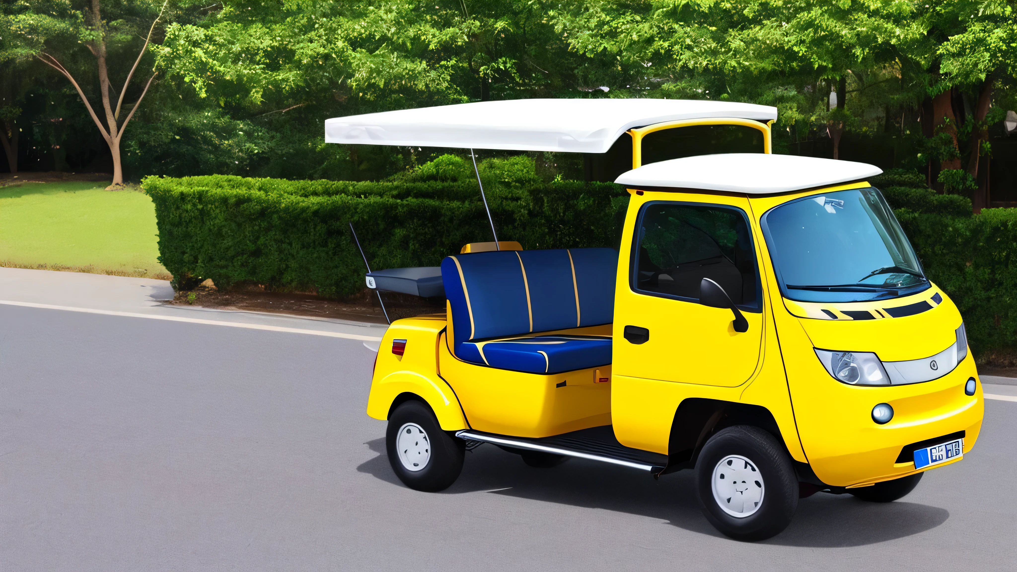 Thai tuk-tuk blue and yellow color.