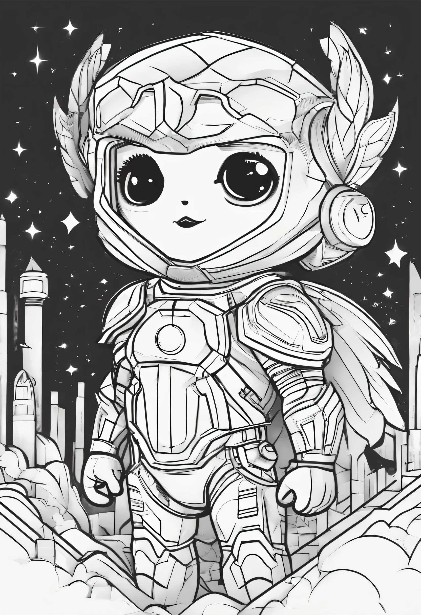 colorless a cute kawaii superhero that controls sunlight for kids coloring book