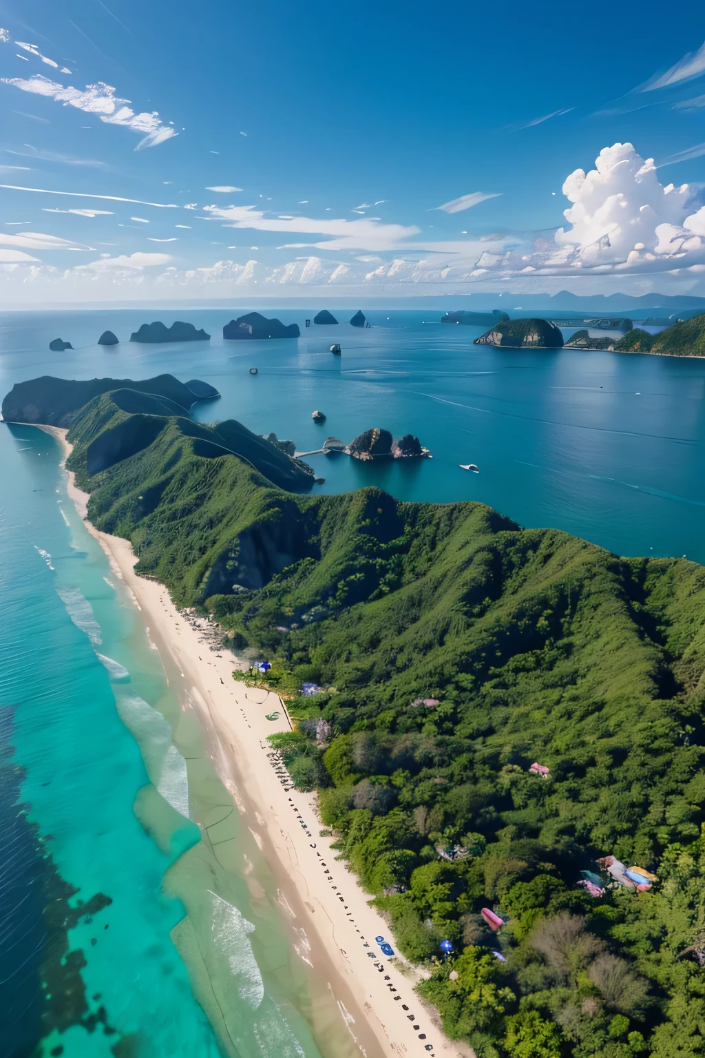 drone shot, view of the beautiful sea in Thailand.