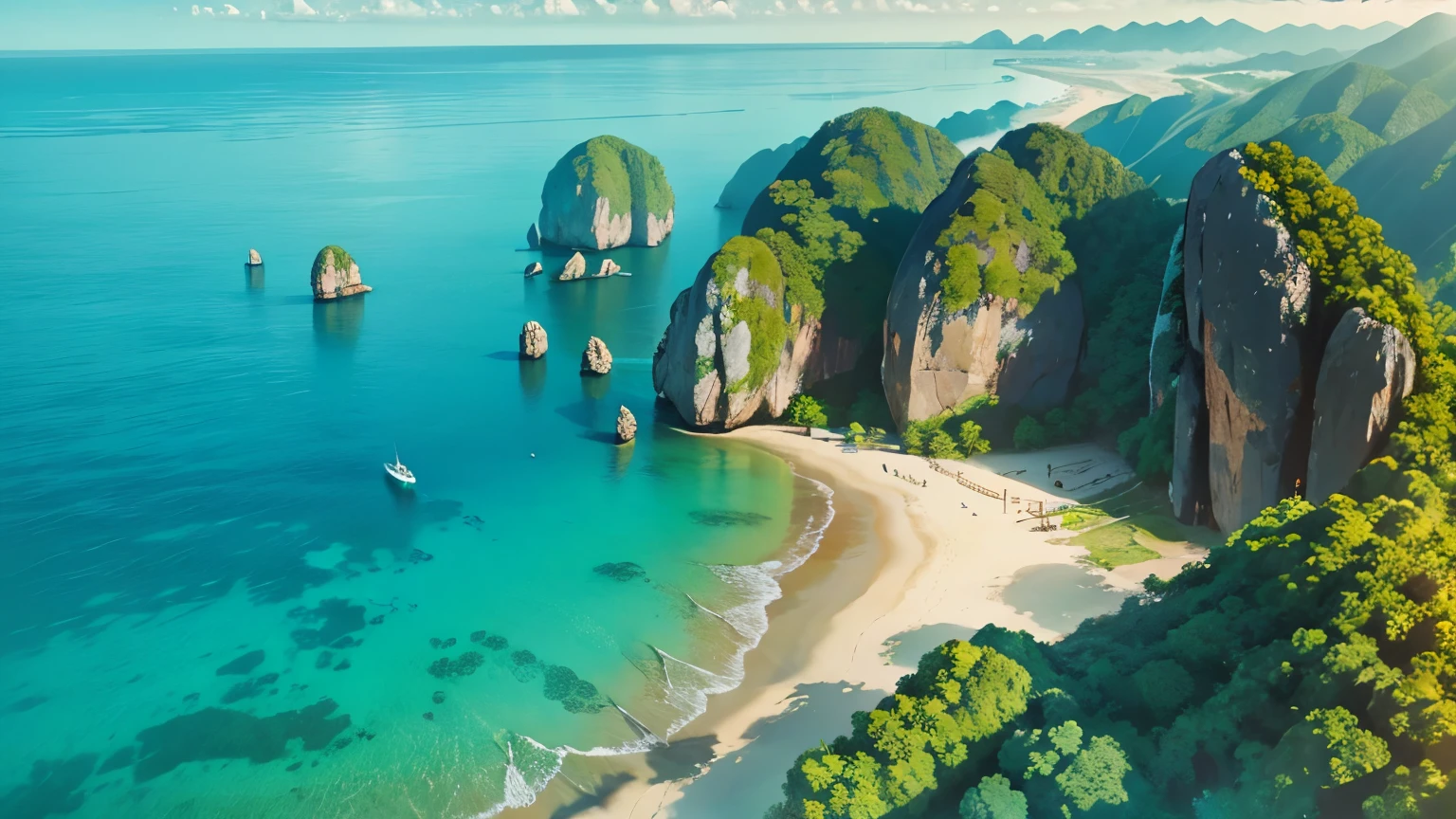 drone shot, view of the beautiful sea in Thailand.