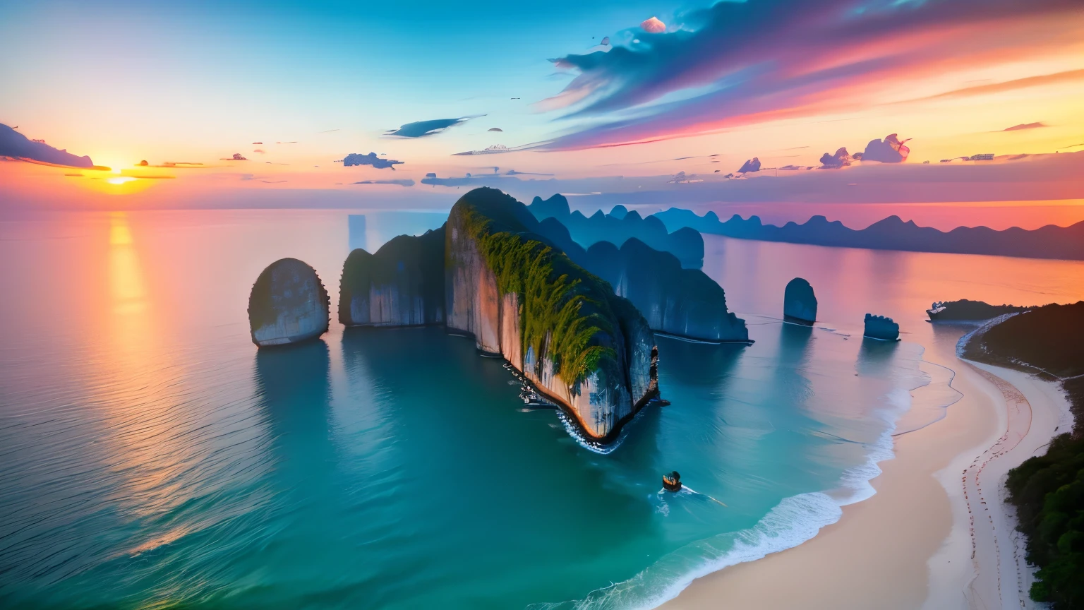 drone shot, view of the beautiful sea in Thailand.