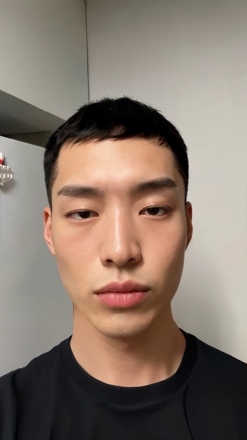 um close de um homem com uma camisa preta e uma camisa preta, korean symmetrical face, homem sul-coreano, Korean facial features, Rosto detalhado preciso, rosto realmente detalhado, Asian face, Rosto altamente detalhado de 8k, rosto extremamente detalhado, 1 Menino de 7 anos, rosto magro, com rosto muito detalhado, asian man, Southeast Asian with round face