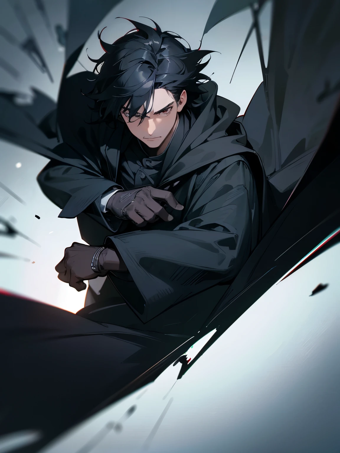 Ultra-detailed,high resolution,Ultra-detailed,Best quality,amazing,quality,Extremely detailed CG unified 8k wallpaper,Transparent Background,Single role,Draw a male character,He is wearing a black suit,Wearing a black cloak,is a middle-aged man,he has black hair,