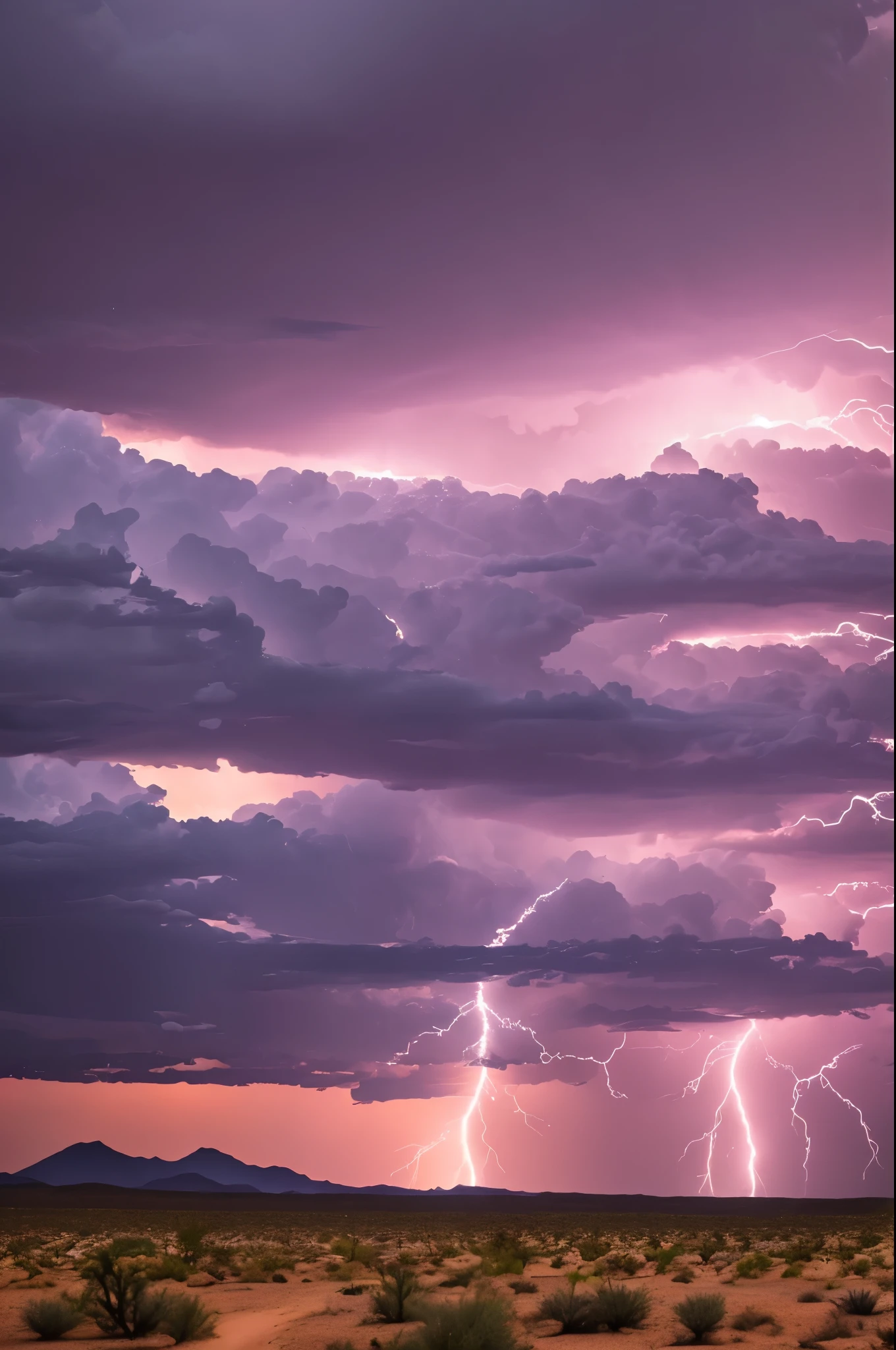 Lightning storm coming across an Arizona desert.