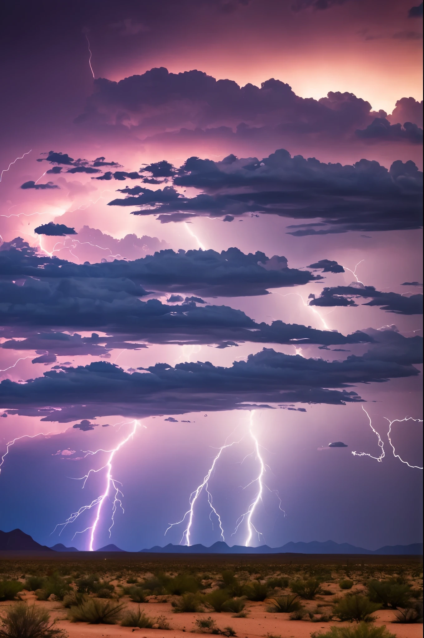 Lightning storm coming across an Arizona desert.