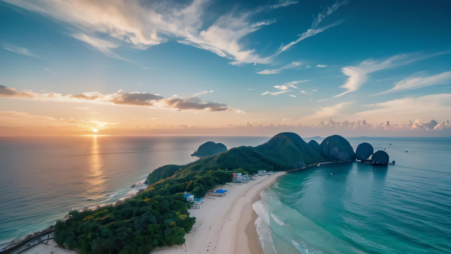 drone shot, view of the beautiful sea in Thailand.