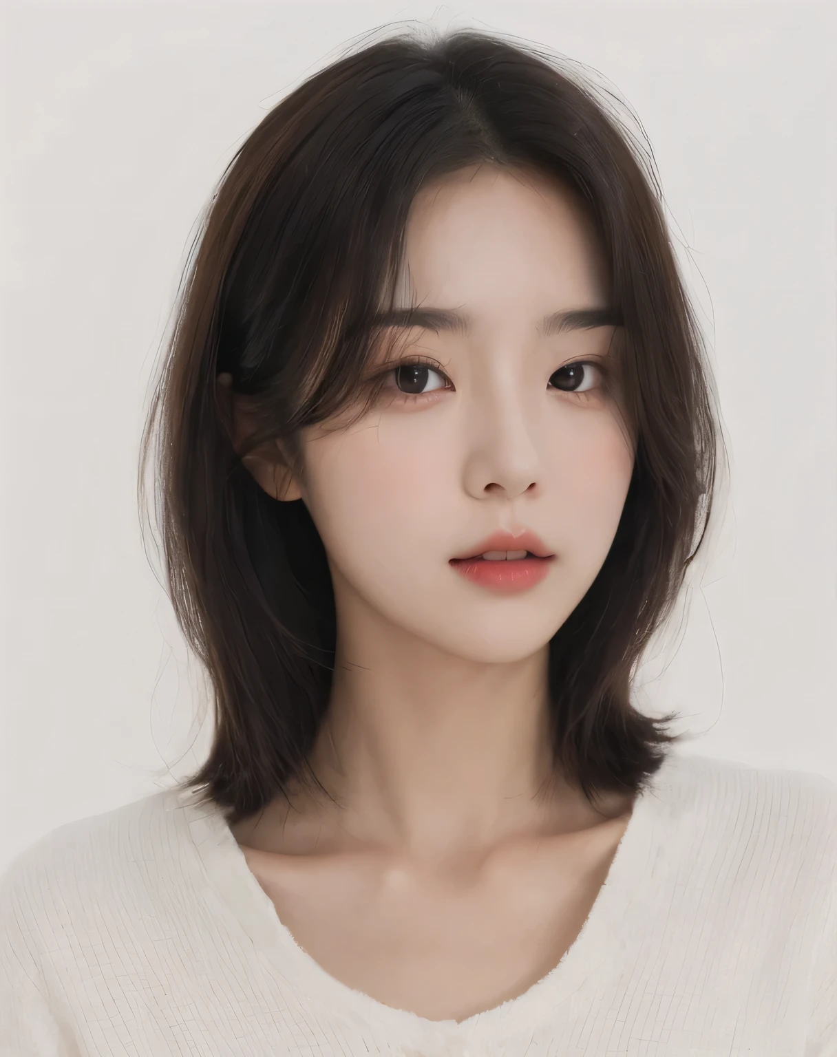 Close-up of a woman with a white shirt and brown hair, with short hair, beautiful korean girl, Mr. Lee, Written by, Mr. Lee, Written by, Young and lovely Korean face, Beautiful young Korean woman, Gorgeous young Korean woman, Korean female actresses, korean symmetrical face, Heonhwa Choi, cute korean actress