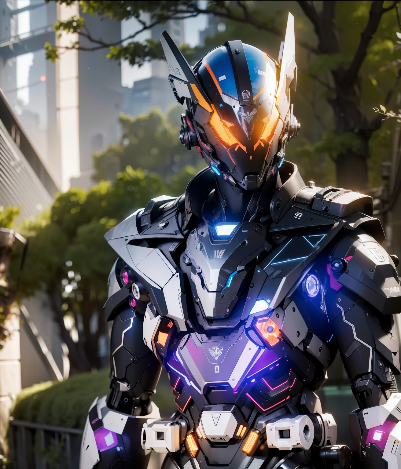 real,逼real,Machinery,Mecha,technology,muscular,glowing eyes,Strong build,photography style,Real scenery(Metallic texture 1.8)(redundant details 2)(High resolution 1.K clarity 1.9)(carbon fiber 1.5)(Metal reflective1.5),neon lights,belt(1:1)