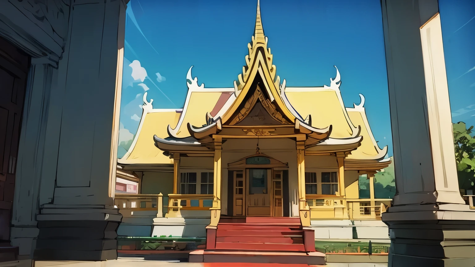 Thai temple in bangkok.

Thai tuk-tuk blue and yellow color.
