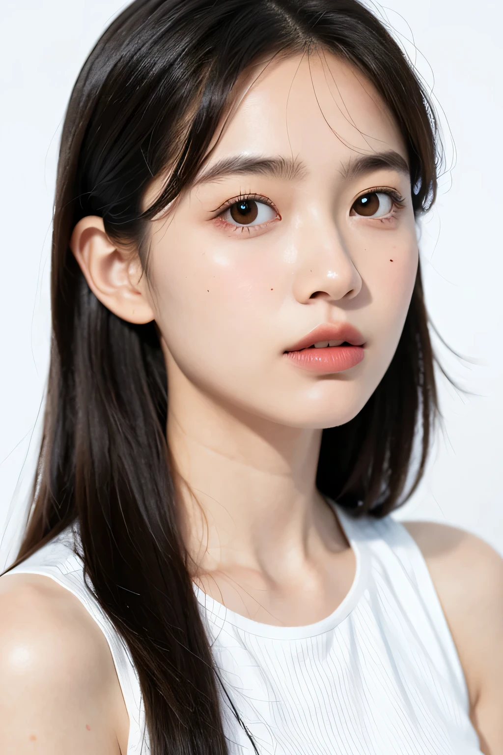 1girl,face,white background,