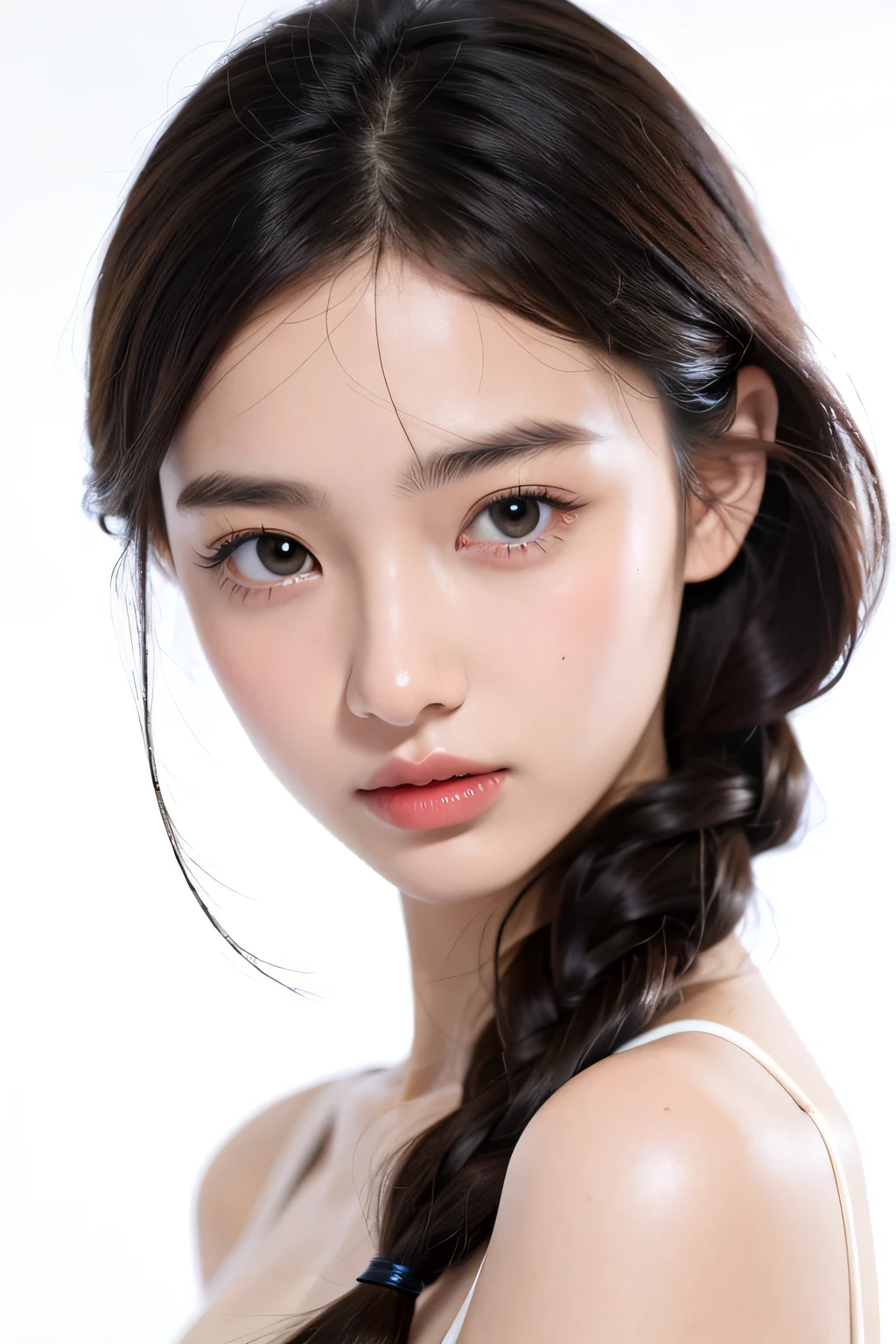 1girl,face,white background,