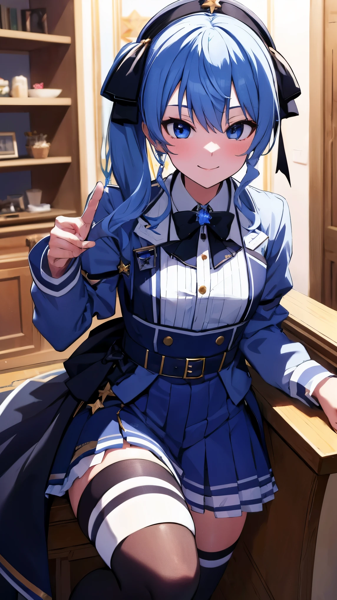 Hololive_hoshimachi suisei_fantasy_blue stockings_shortcut_Idol_raw stone star_star star_a handsome guy_delivery_Virtual YouTuber_smile_date_Cafe_move_thank you_bless_thank you