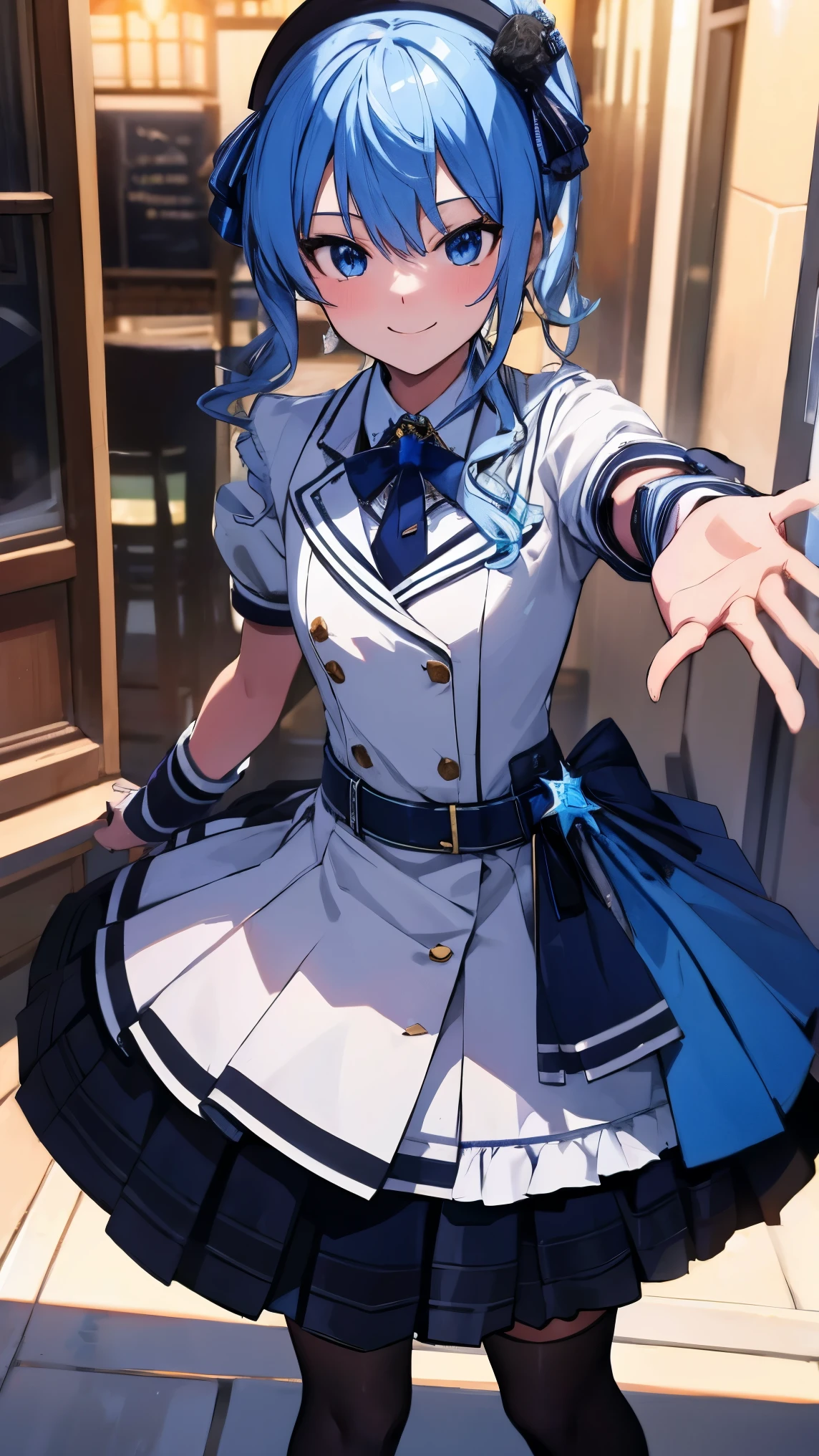 Hololive_hoshimachi suisei_fantasy_blue stockings_shortcut_Idol_raw stone star_star star_a handsome guy_delivery_Virtual YouTuber_smile_date_Cafe_move_thank you_bless_thank you_posing