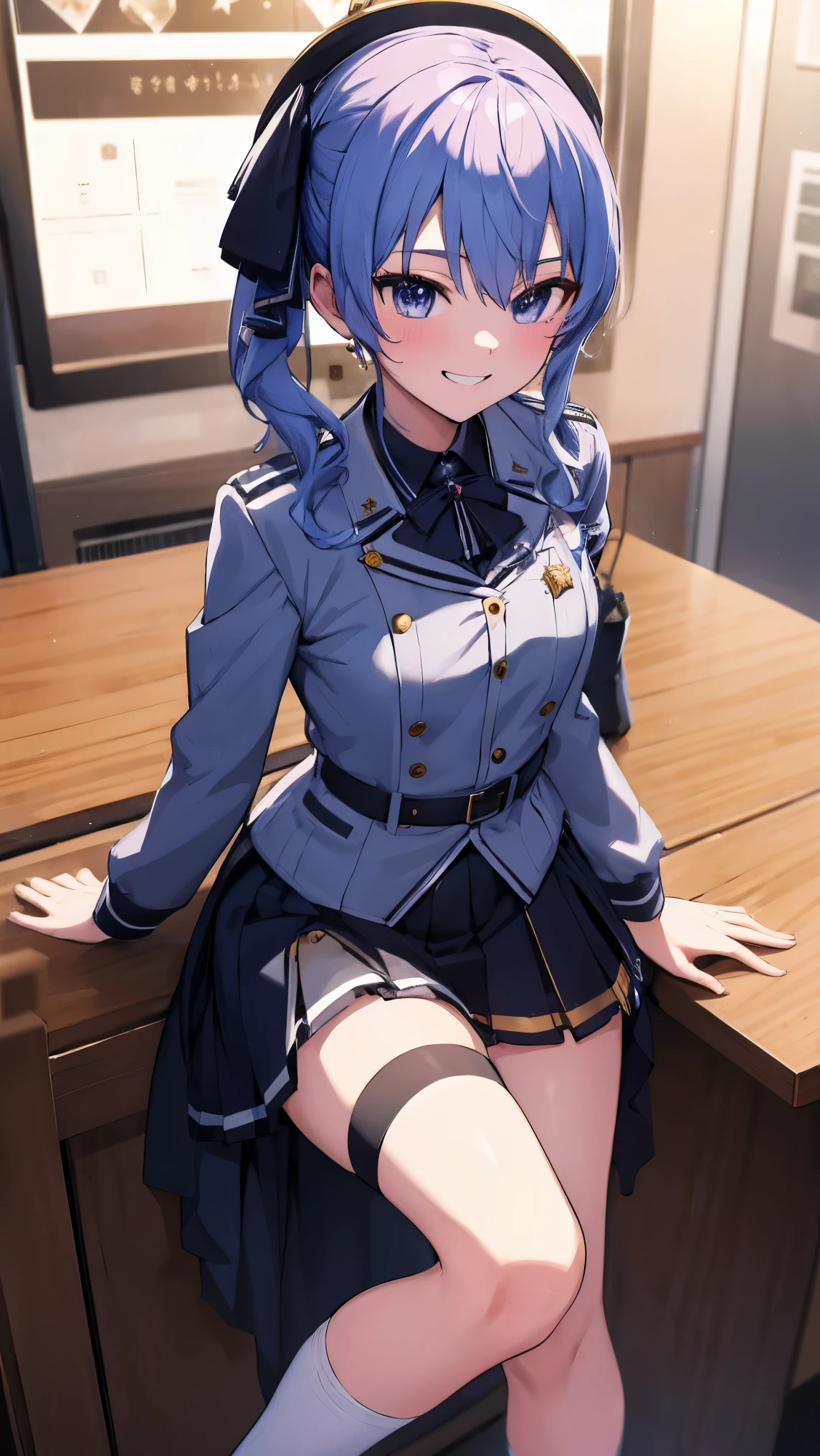 Hololive_hoshimachi suisei_fantasy_black stockings_shortcut_Idol_raw stone star_star star_a handsome guy_delivery_Virtual YouTuber_smile_date_Cafe_move_thank you_bless_thank you_posing_uniform_high school girl_student_beautiful feet