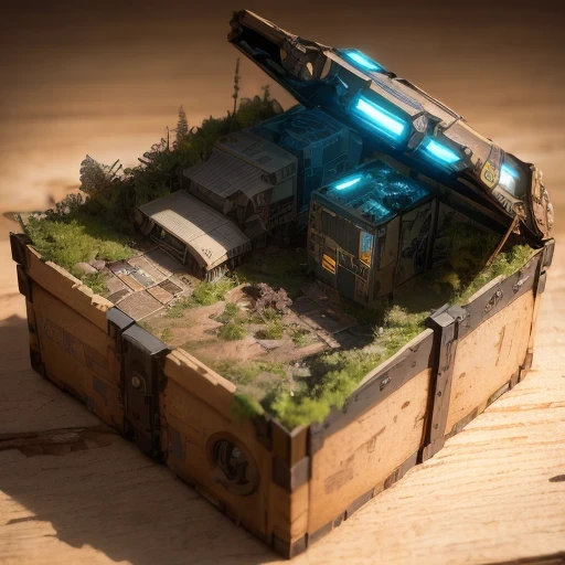 3598年Mars realistic model, (split ends, original photo, best quality, masterpiece:1.4),Steampunk Cyberpunk 6820 City,(CyberpunkMars light:1.3), Mars (related to land),(in a small nature box:1.3),Isometric, small nature, landscape on foundation,landscape,