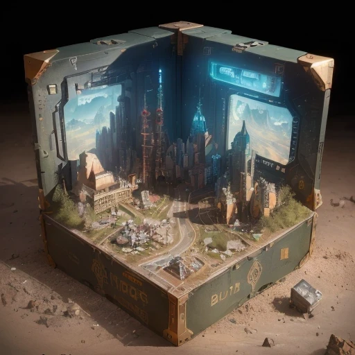 3598年Mars realistic model, (split ends, original photo, best quality, masterpiece:1.4),Steampunk Cyberpunk 6820 City,(CyberpunkMars light:1.3), Mars (related to land),(in a small nature box:1.3),Isometric, small nature, landscape on foundation,landscape,