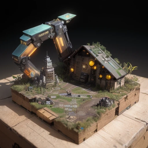 78598年Mars realistic model, (split ends, original photo, best quality, masterpiece:1.4),Steampunk Cyberpunk 6820 City,(CyberpunkMars light:1.3), Mars (related to land),(in a small nature box:1.3),Isometric, small nature, landscape on foundation,landscape,