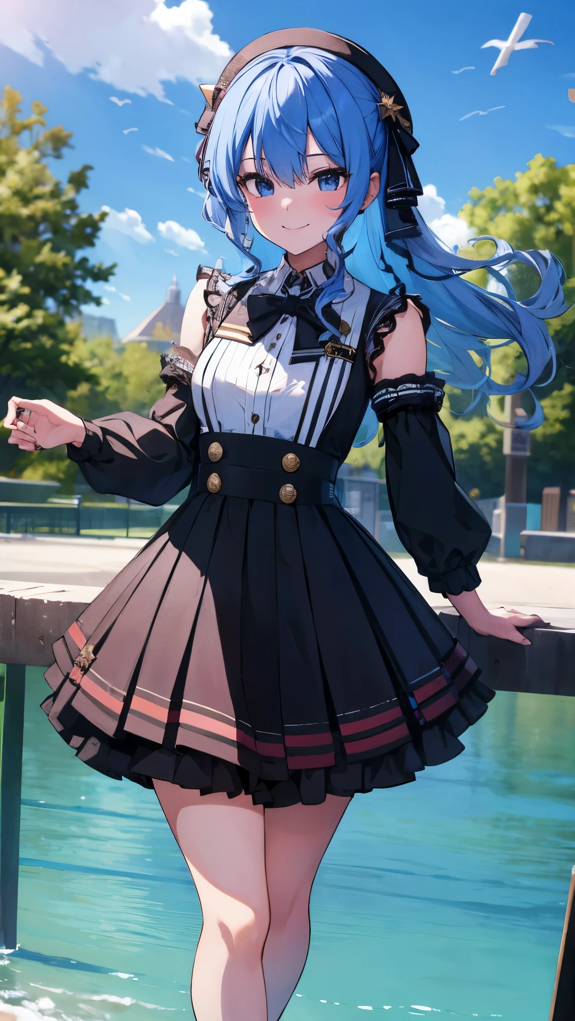 Hololive_hoshimachi suisei_fantasy_black stockings_shortcut_Idol_raw stone star_star star_a handsome guy_delivery_Virtual YouTuber_smile_date_Cafe_move_thank you_bless_thank you_posing_uniform_high school girl_student_beautiful feet_glossy_highest quality_masterpiece_medium hair_髪型はshortcut_beautiful_lake畔_lake_Nature_sexy_Fengjun_Bewitching_Enchanting