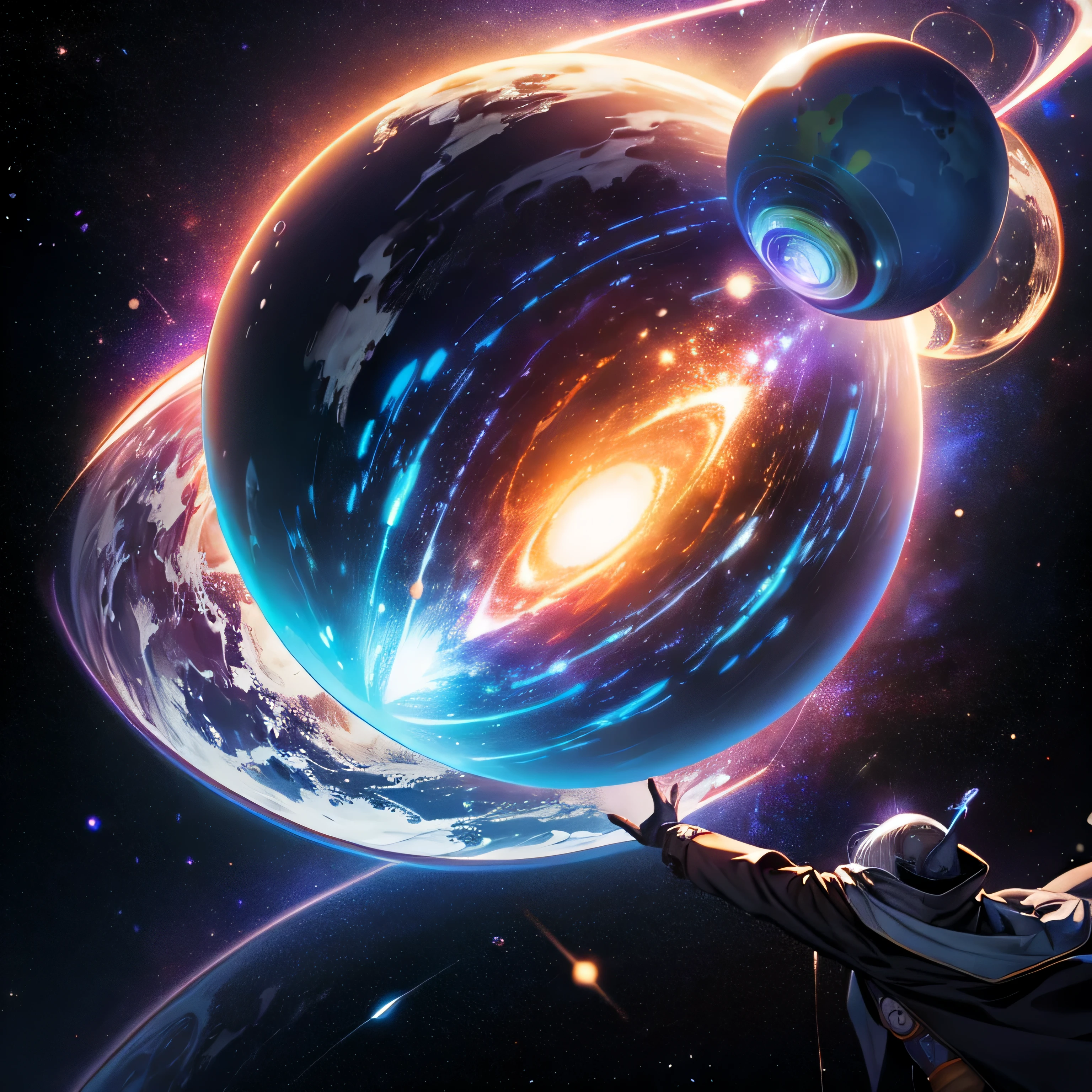 galaxy and planets in their orbit, magical but dark