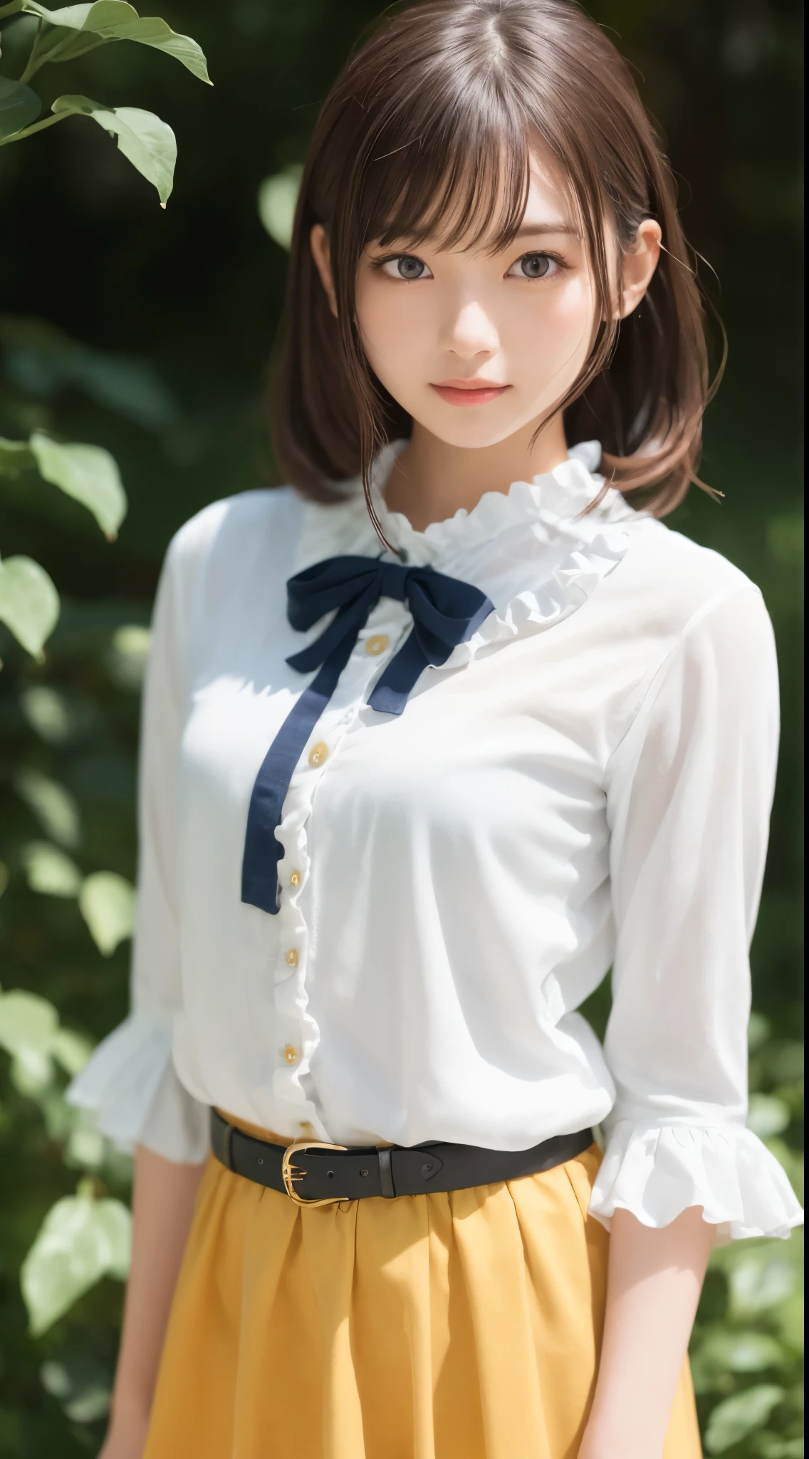 smile、night、original photo、(((ultimate beauty portrait)))、((glowing skin))、1 girl、Beautiful 15 year old girl from Prague、bright look、((brown hair))、()、(ruffle skirt:1.5)、((Big eyes that shine like jewels))、cardigan、open your clothes、flat、radiant and radiant skin、(medium hair)、(silk ponytail)、( permanent)、(from below)、under the skirt、(from below看内衣的特写)、eyeliner、beautiful bangs、hair between eyes、((masterpiece、quality、Super detailed、movie light、intricate details、High resolution、very detailed))、this background、8 cords、Digital single-lens reflex camera、soft light、高quality、film grain、XT3 、shallow vision deep vision、natural soft light、Kamimei、plump bust