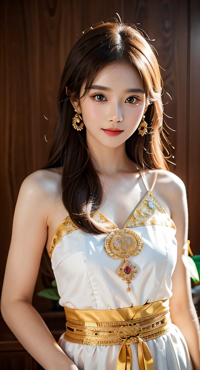"Let our AI platform take you on a journey through a stunning portrait that will leave you in awe. Imagine a bright and beautiful face, with youthful and shiny white skin that seems to shine from within. Her hair is a sight to behold, with super long and silky straight hairs smoother than anything you've ever seen. And the cherry on top? The beautiful bangs shine like glowing crystals, Add a touch of magic to the overall image. With our wide range of designs and variations, You will be amazed at the endless possibilities."
