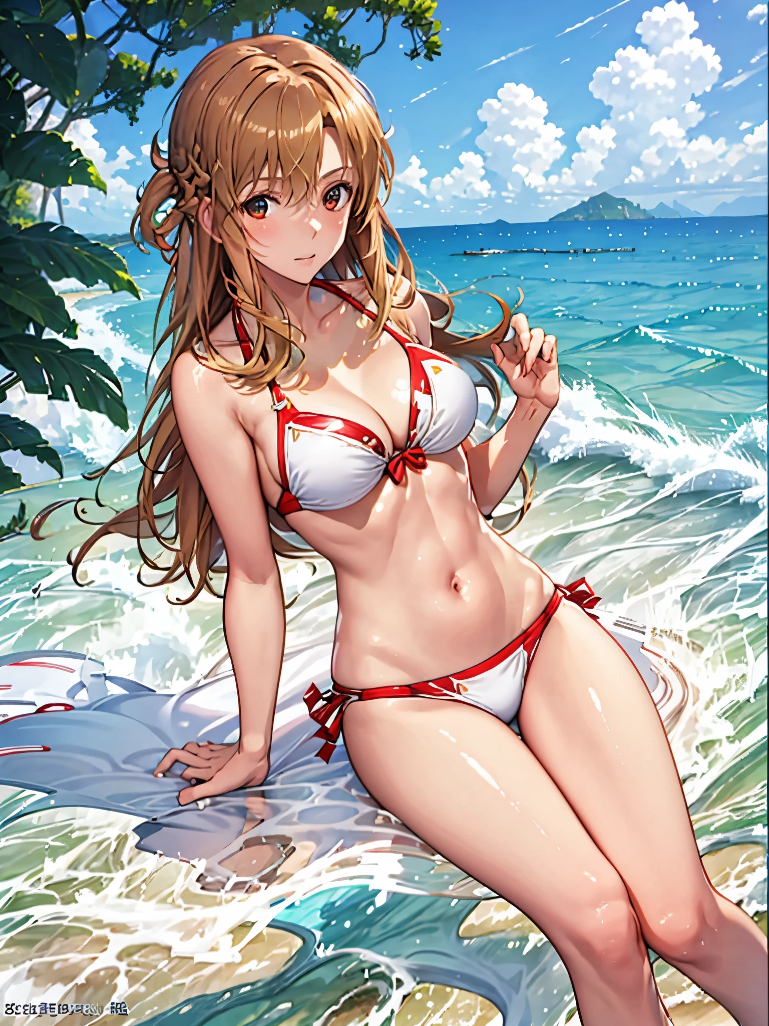 summer, sun, ocean, beach , young woman bikini, asuna, asuna SAO, --v6