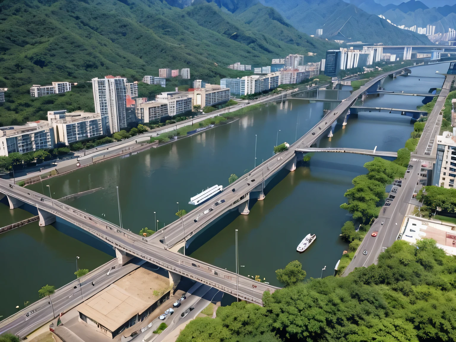 Aerial perspective，aerial view of a city with a river running through it, aerial view of a city, baotou china, wide angle river, Hangzhou, Drone overlooking the city, Shenzhen, Guangjian, bird&#39;urban perspective, ruanjia, view from above, wide aerial shot, Xianxia, View above, 古老土地的bird瞰图