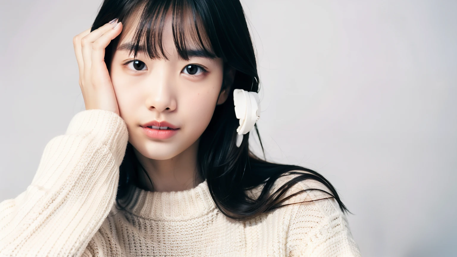 ulzzang -6500-v1.1, (Raw foto:1.2), (Photorealsitic:1.4), a beautiful detailed girl, ighly detailedな目と顔, beatiful detailed eyes, Ridiculous, unbelievable Ridiculous, huge filesize, ultra-detailliert, hight resolution, ighly detailed, top-quality, masterpiece, Kemomimi, ((Bury your face in a white scarf)), (((Japan schoolgirl uniform))), illustratio, ighly detailed, nffsw, unification, 8k wallpaper, astonishing, finely detail, masterpiece, top-quality, Highly detailed ticker uniform 8K wallpaper, face lights、Cinematographic lighting、1girl in、sixteen years old、(witheout panties)、((dynamicposes)))、(camel's toe)、(half)、(Crooked knees and legs sitting))