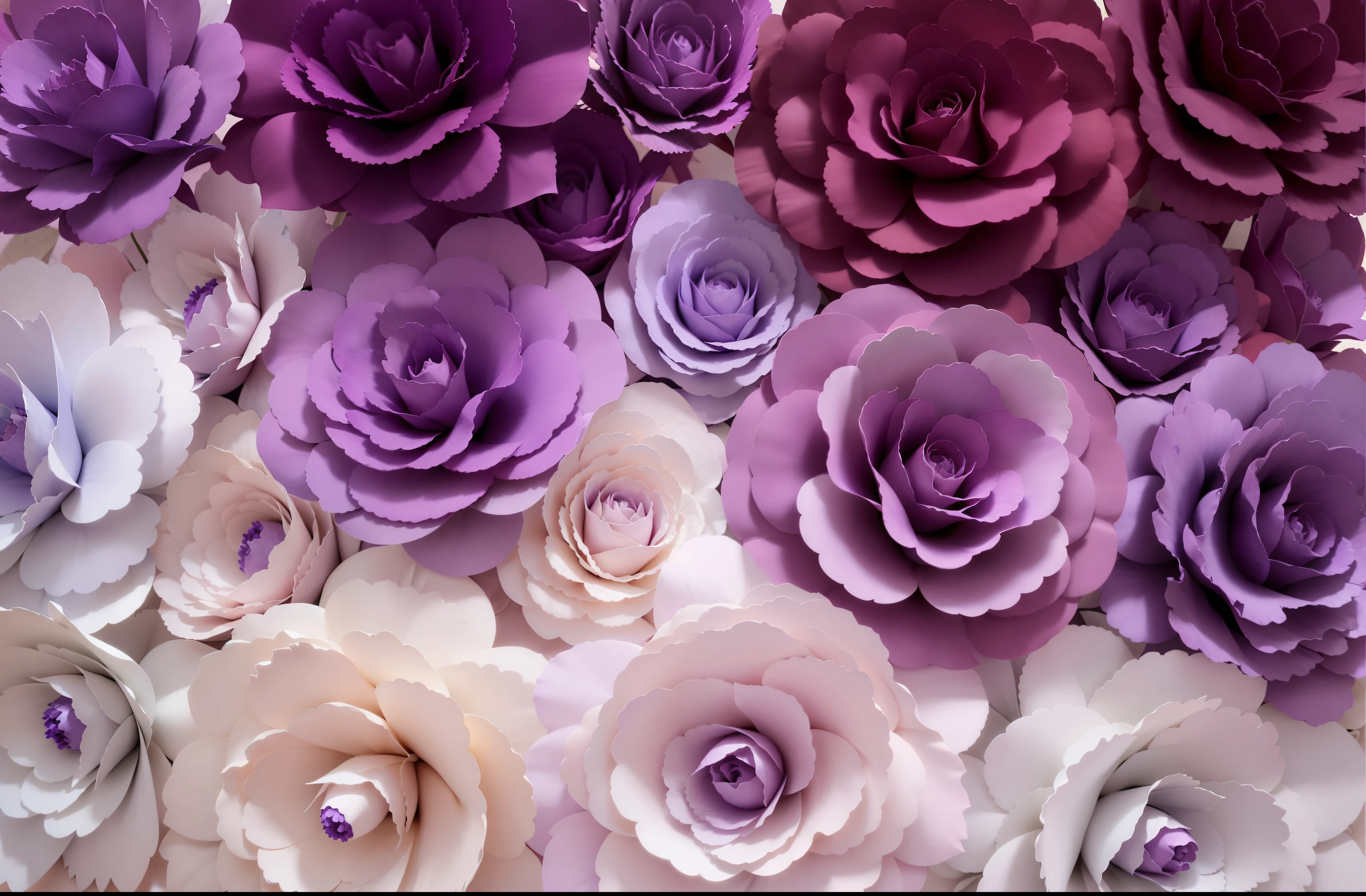 墙上排列着Purple的和白色的纸花, beautiful big flower, Detailed flower, 白色和Purple的, Purple的色调, decorative roses, Purple主题, Purple的, Purple, Paper origami flowers, Purple的, Purple的, Rose background, Purple的调, Rose background, blonde, Purple的主题, large opaque flowers, Purple theme, floral decoration