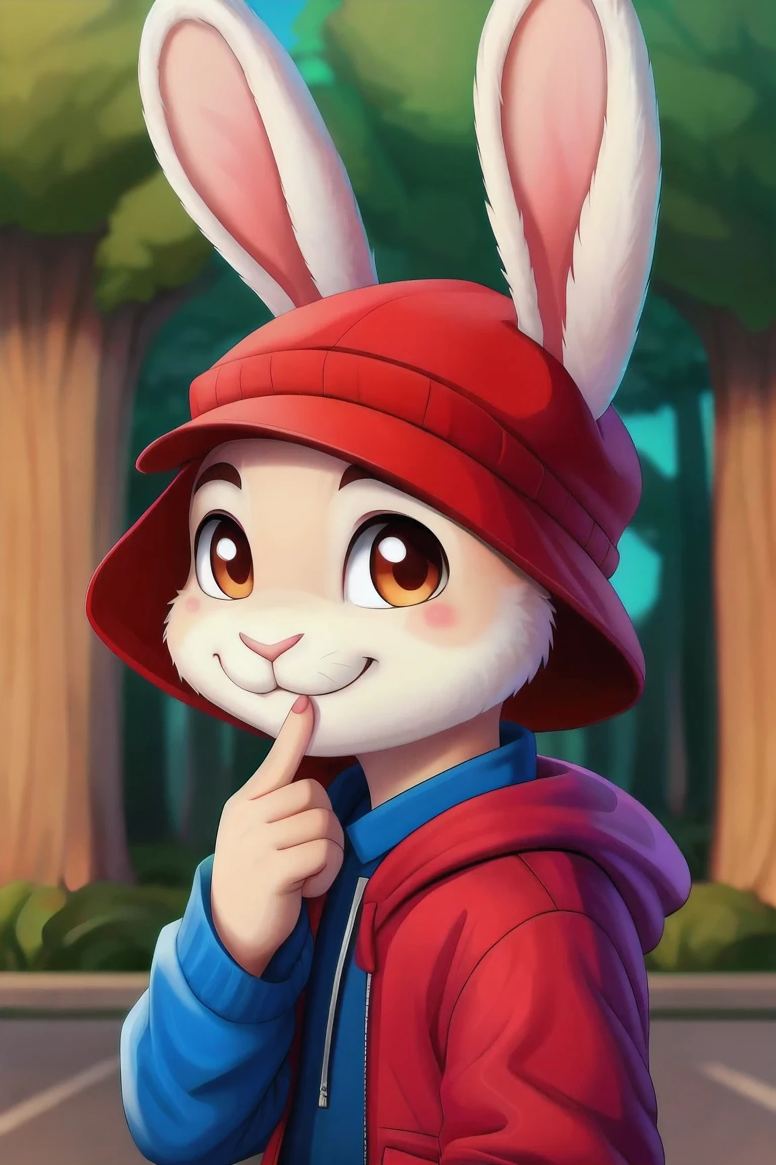 1 boy, rabbit girl red hat