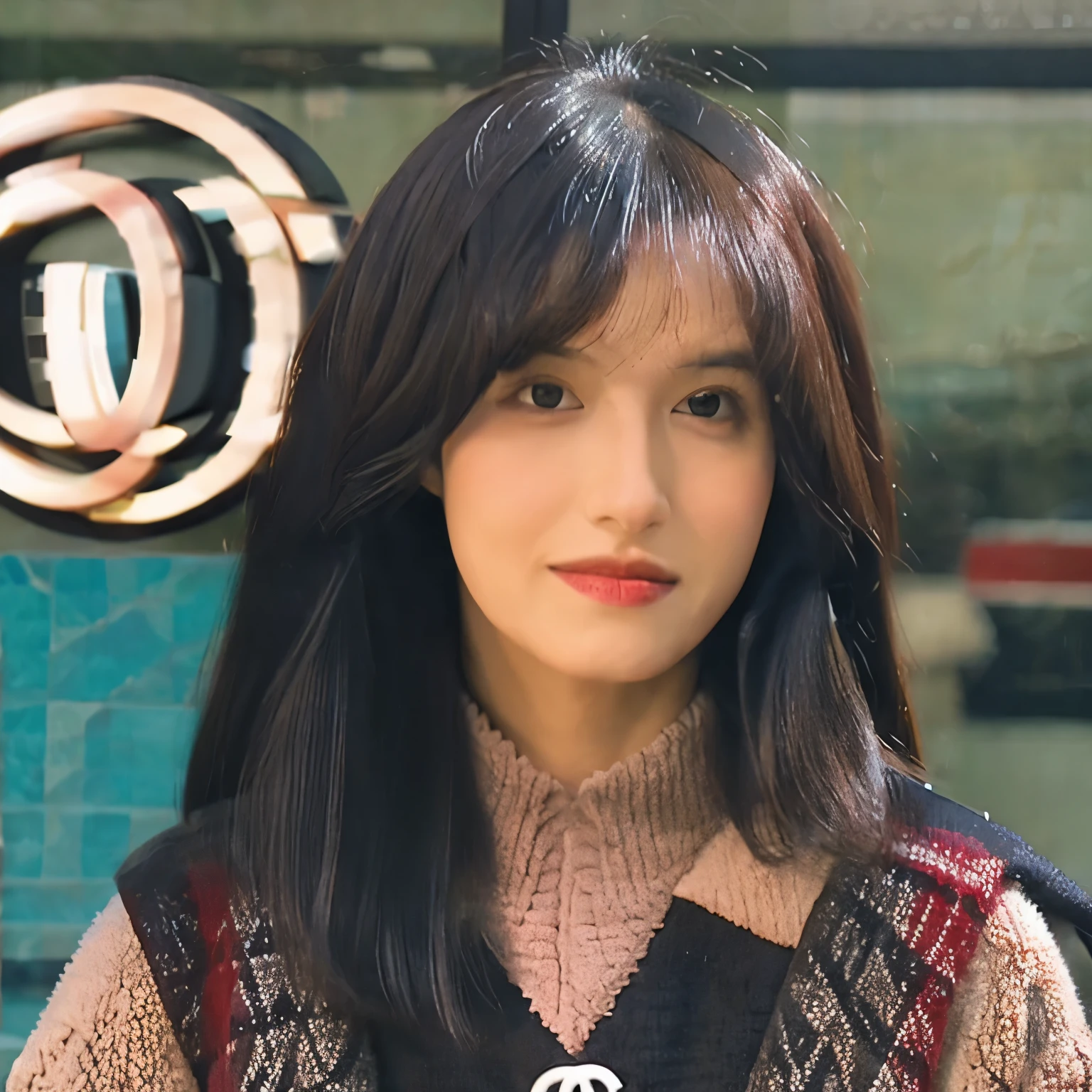 Linda mulher morena, cabelo chanel