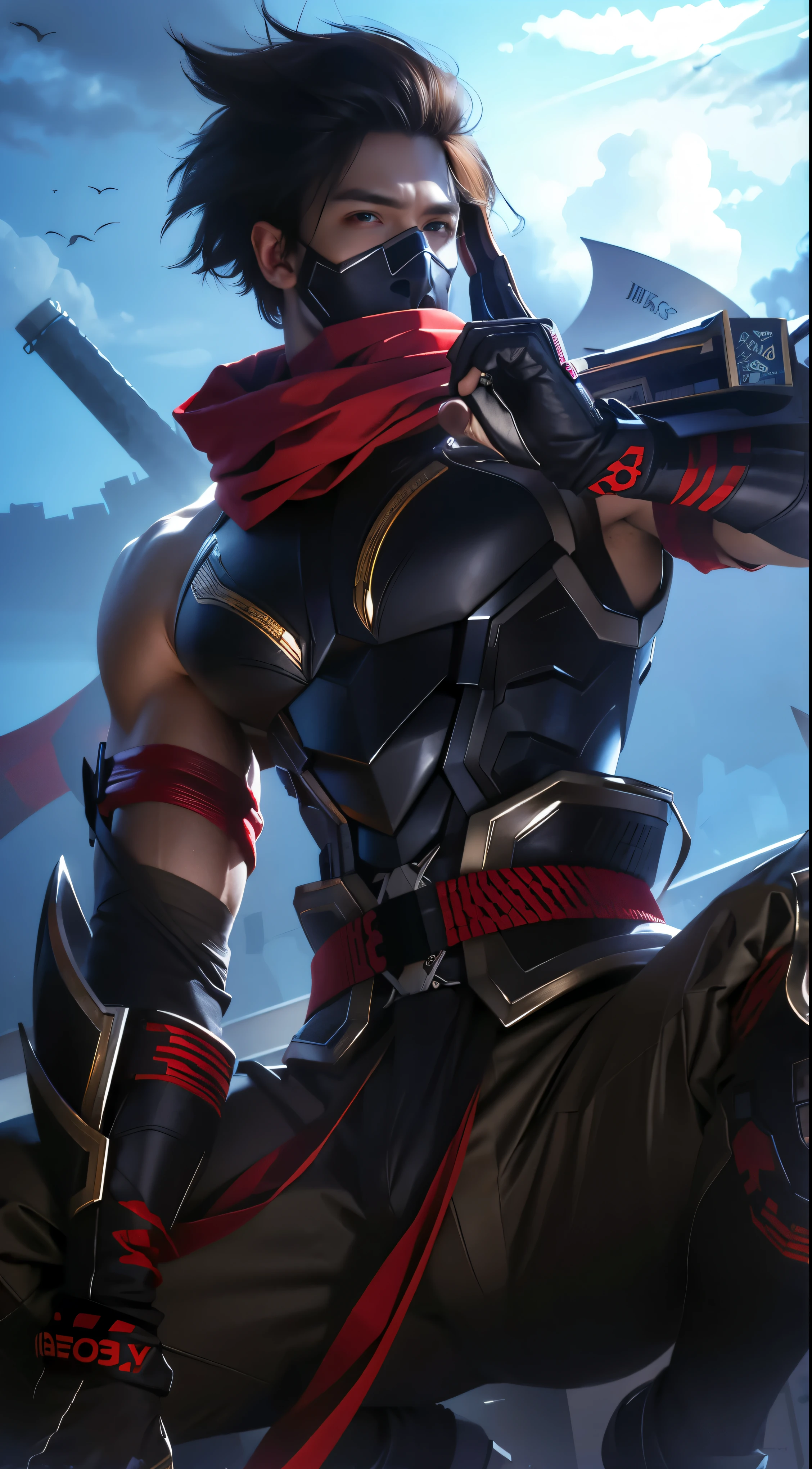 (photorealistic:1.4), best quality, masterpiece, ultra high res, 1man, (detailed face:1.2), (detailed eyes:1.2), (detailed hair:1.2), (detailed clothes:1.2), 4k, (detailed color:1.2), red eyes color,body details,