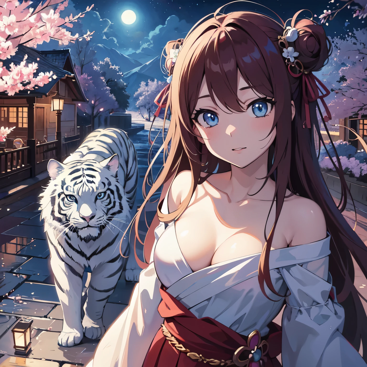 Anime girl with blue eyes and white tiger in background, anime style 4 k, 4k anime wallpaper, Beautiful anime girl, Beautiful anime, beautiful anime style, anime wallpaper 4k, anime wallpaper 4k, anime art wallpaper 4k, Anime Art Wallpaper 4k, anime style. 8k, 4k comic wallpaper, Beautiful anime portrait, Beautiful anime woman