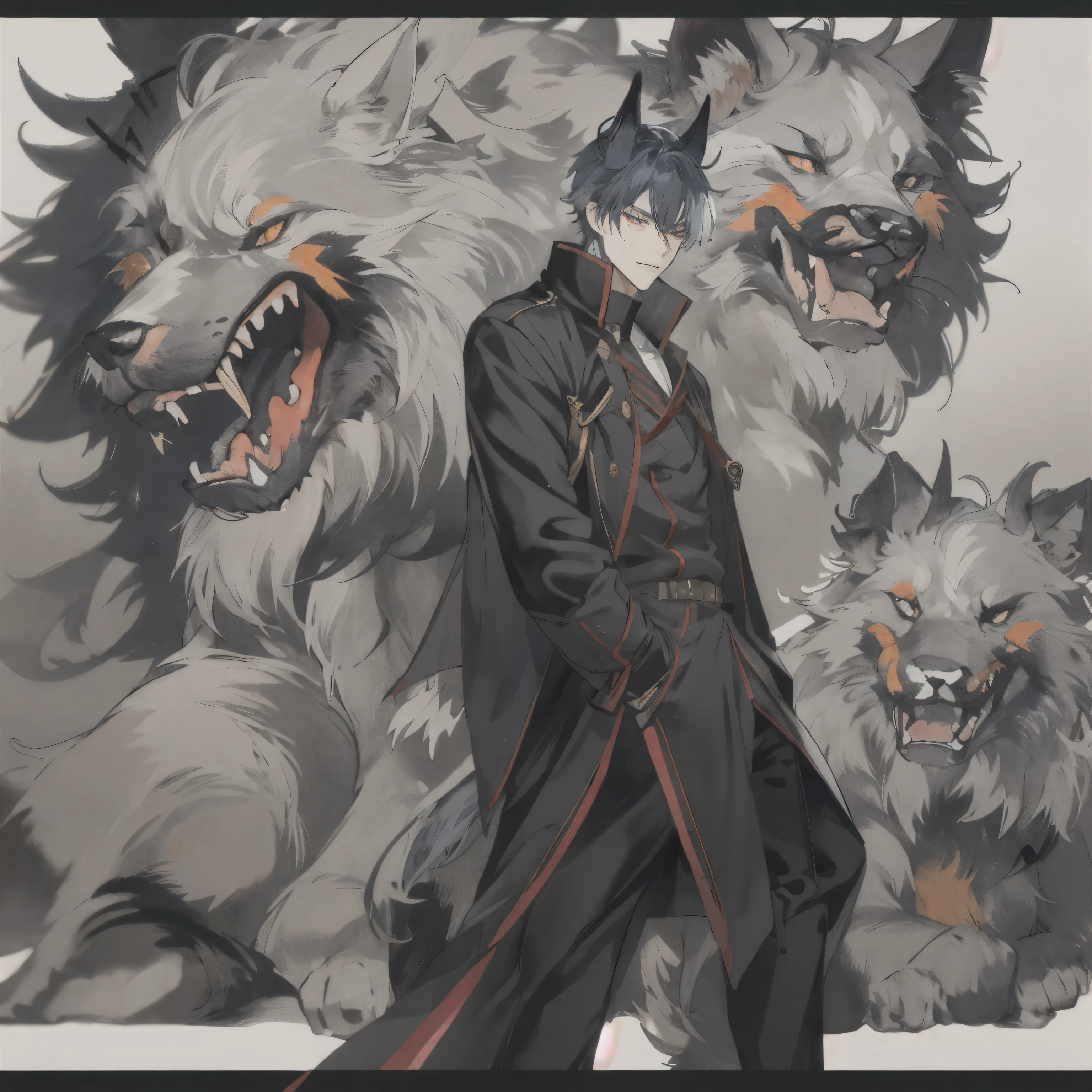 男性Dog Devil,mature man,Handsome,simple pictures,Anime style gentle,Dog Devil