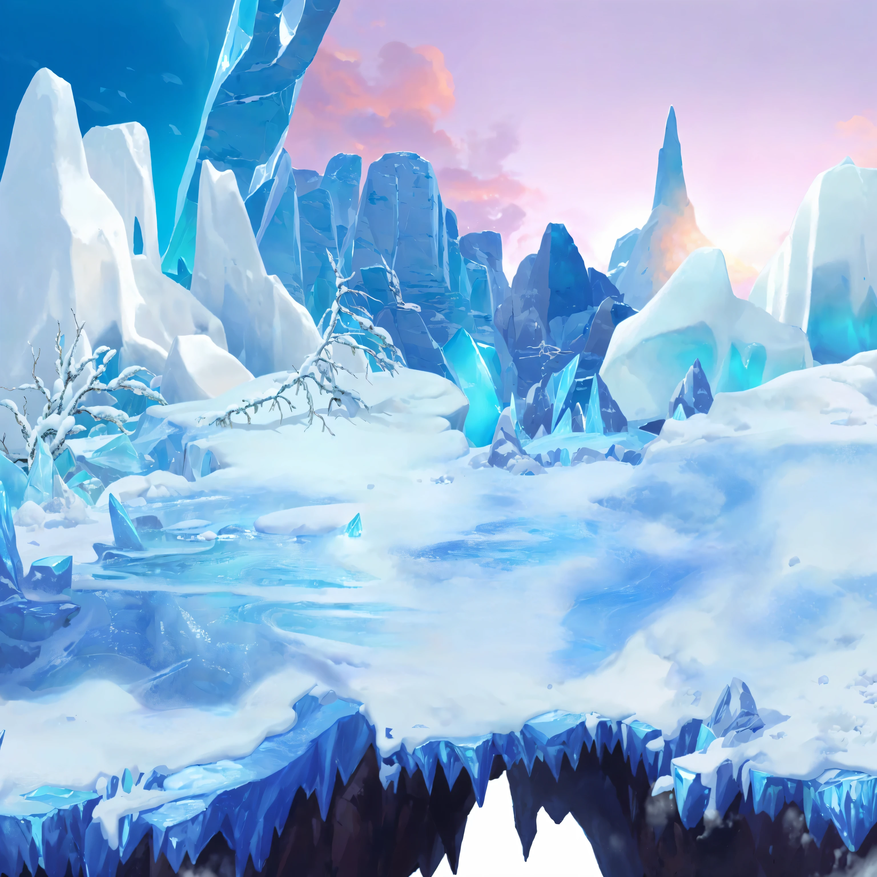 The scene of icebergs covered with ice and snow appeared, icy tundra background, Surreal frozen landscape, cold landscape, ice planet, background artwork, background art, Icicle background, odin's stone stadium background, winter concept art, Iceberg in the background, walking across ice planet, concept art. epic scenery, stadium background, icy mountains