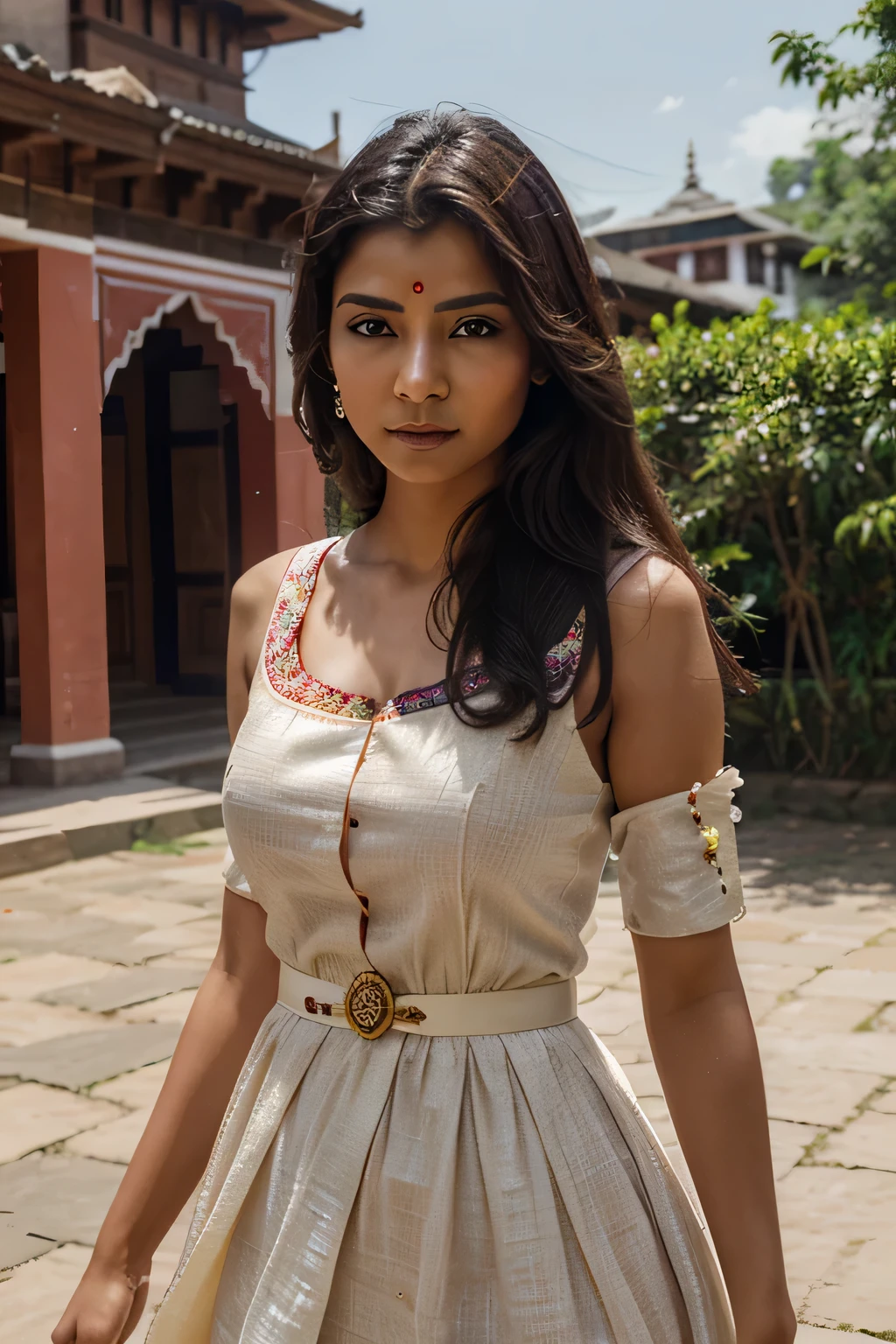 Create a nepali realistics model with stunning looks, clear face, face that matches with like indian, in traditional dresses
