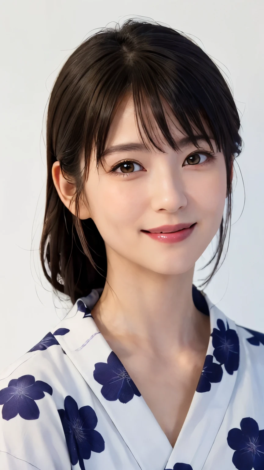 (highest quality、8k、32K、masterpiece、nffsw:1.2)、(RAW photo)、(realistic)、(Photoreal:1.2)、(High resolution)、Super detailed、very beautiful face and eyes、1 girl、round and small face、thin waist、delicate body、(close、highest quality、high detail、rich skin details)、(highest quality、8k、oil paint:1.2)、Super detailed、(realistic、realistic:1.37)、(((touch my mouth)))、(((Bewitching atmosphere)))、(((laughter)))、(((white background)))、((long hair))、(((pure white wall background)))、(((She is wearing a yukata with a purple botanical pattern.)))、(((pure white wall background)))、(((Light purple yukata)))、(((Yukata with botanical pattern)))、(((loose and fluffy permed hair)))、(((大laughterしています)))、(((touch your chin with your hand)))、I&#39;m smiling so much