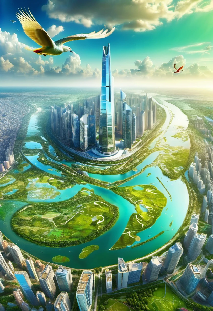 (best quality,4k,8k,highres,masterpiece:1.2),ultra-detailed,(realistic,photorealistic,photo-realistic:1.37),aerial view,landscape,nature,serene,peaceful,expansive scenery,vibrant colors,vivid greenery,crystalline waters,rolling hills,pristine lakes,majestic mountains,uninterrupted horizon,golden sunlight,dreamlike atmosphere,light,air,tranquility,surreal,fantasy-like,ethereal,sunlit clouds,misty valleys,harmony,balance,sublime beauty,awe-inspiring,magnificent,panoramic,escape from reality,serenity in vastness,calmness in the sky,celestial perspective,quiet contemplation,solitude in the clouds,limitless freedom,serene escape,heavenly journey,harmonious coexistence of land and sky