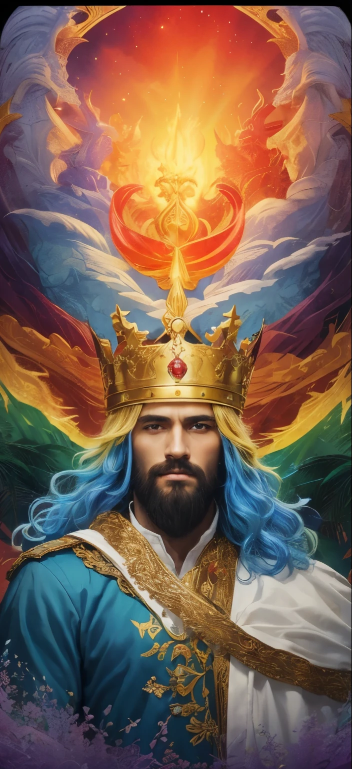 The paradise King, of all the colors of the world, a beautiful paradise, a glorious land, the king, royal golden king of plenty, 8k