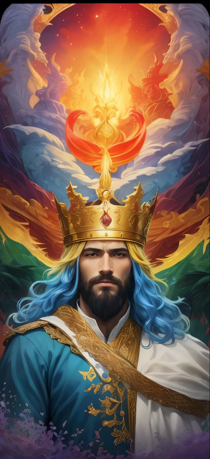 The paradise King, of all the colors of the world, a beautiful paradise, a glorious land, the king, royal golden king of plenty, 8k