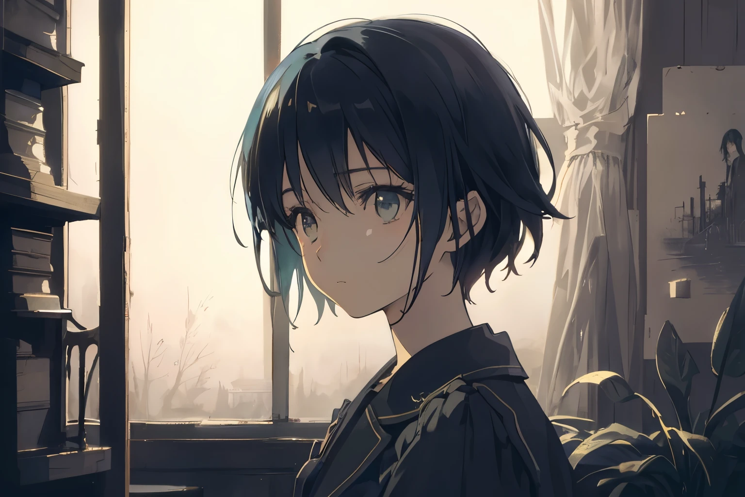 Create exquisite illustrations reminiscent of Makoto Shinkai's style,Create a high-quality illustration that combines elements of horror and nostalgia, featuring a beautiful girl. Ensure that the overall composition exudes a sense of both nostalgia and eerie fantasy, with intricate details capturing the essence of a hauntingly nostalgic scene. Pay attention to elements such as dimly lit surroundings, subtle shadows, and perhaps a hint of vintage or old-fashioned elements to evoke a nostalgic atmosphere. The girl should be depicted with a serene yet slightly unsettling expression, adding to the eerie ambiance of the illustration. Aim for a finely crafted artwork that seamlessly blends nostalgia with a touch of horror, creating a compelling and high-quality illustration. best quality, masterpiece