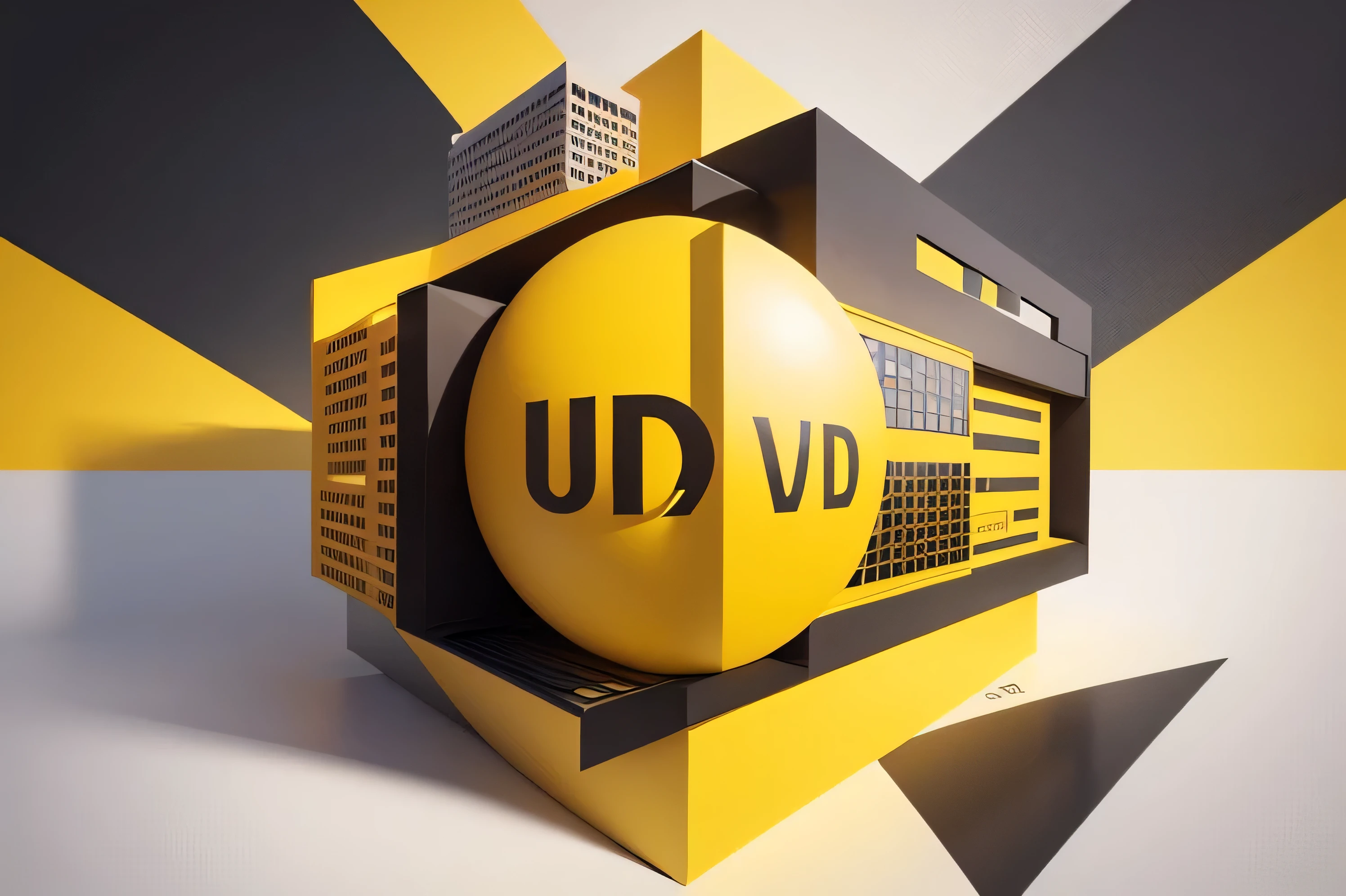 Revised prompt: Design a visually engaging 2D illustration for a newsletter showcasing the projects undertaken at World University Of Design during the past year. Incorporate a vibrant yellow color scheme, and create a stylized logo-like representation of "World University Of Design" positioned on the top left, beautiful, remove "un,vd"
