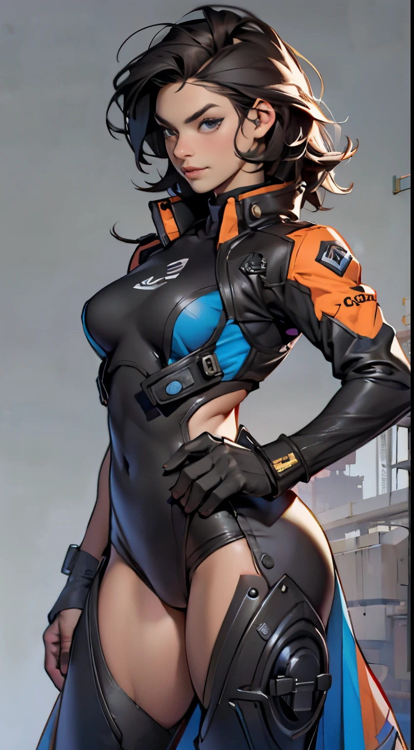 11:23(((best quality: 1.4))),(Unparalleled masterpiece), (Ultra high quality),(Hyper-realistic 8K CG)、(dark hair) ((( Body))), (((1 girl in))), 25-year-old American soldier with perfect Body,,Beautiful and well groomed face,muscular Body:1.2,Solid royal blue jacket with details, (Pictures from head to thighs), Complex equipment, dark purple coat,trousers,The clothes inside are dark,Clothes with metal electronic parts,Tech Armor )