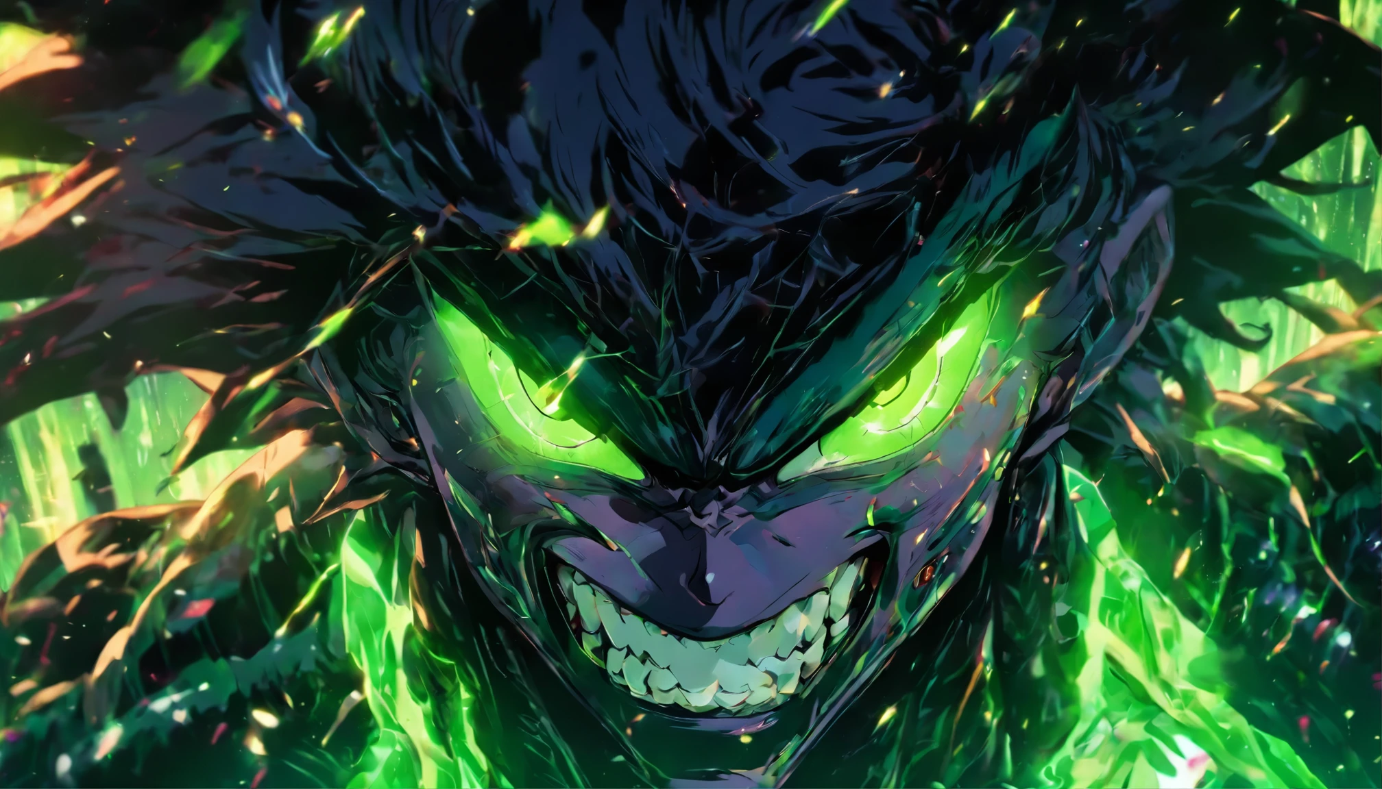Black-haired guy, messy bangs hairstyle, intimidating eyes, green eyes, detailed body, Fight alien monsters