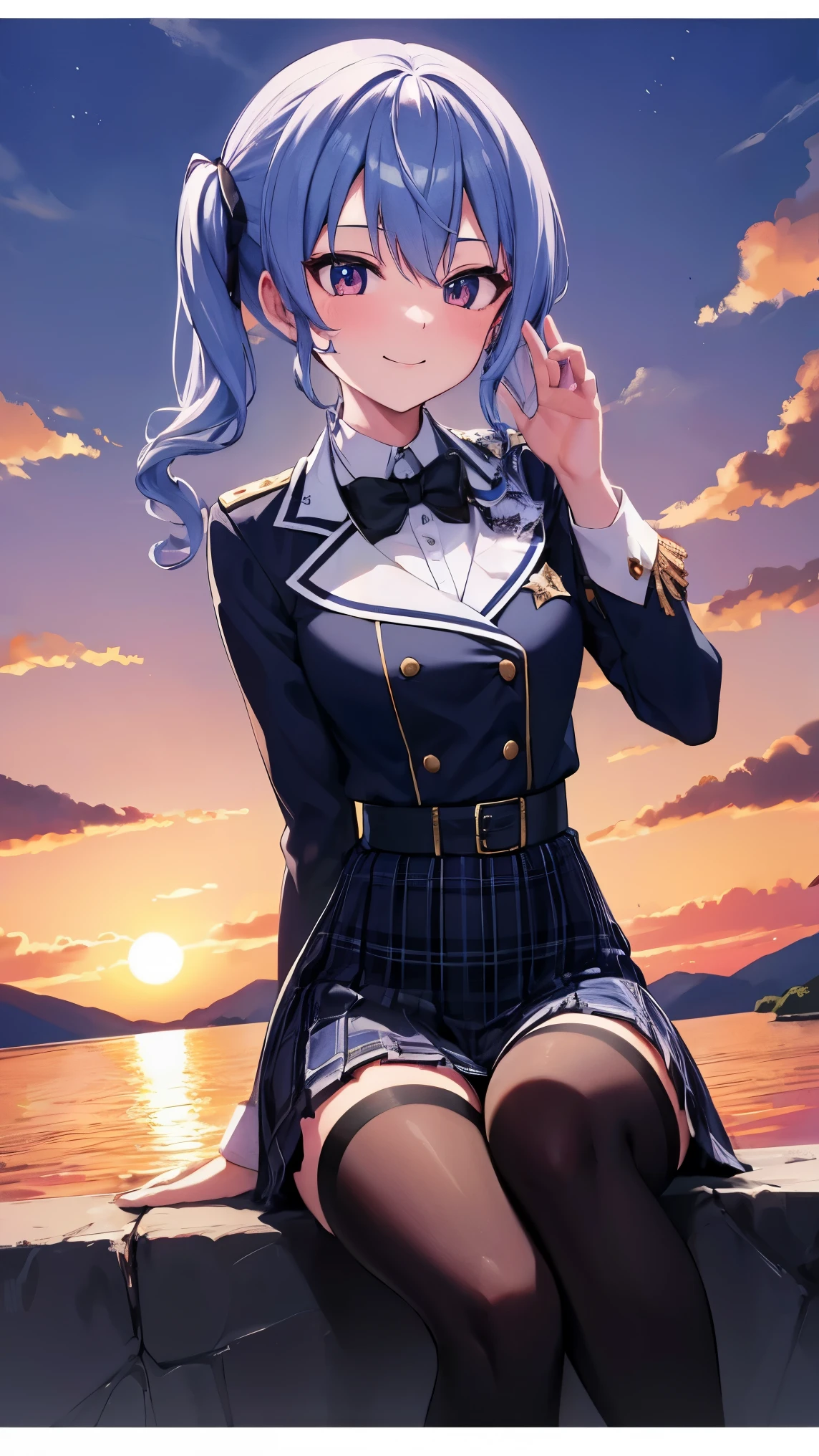Hololive_hoshimachi suisei_fantasy_black stockings_shortcut_Idol_raw stone star_star star_a handsome guy_delivery_Virtual YouTuber_smile_date_Cafe_move_thank you_bless_thank you_take a pose_uniform_high school girl_student_beautiful feet_shiny_highest quality_masterpiece_medium hair_髪型はshortcut_beautiful_lake畔_lake_nature_sexy_phonjun_Bewitching_fascinating_evening_sunset_8K quality