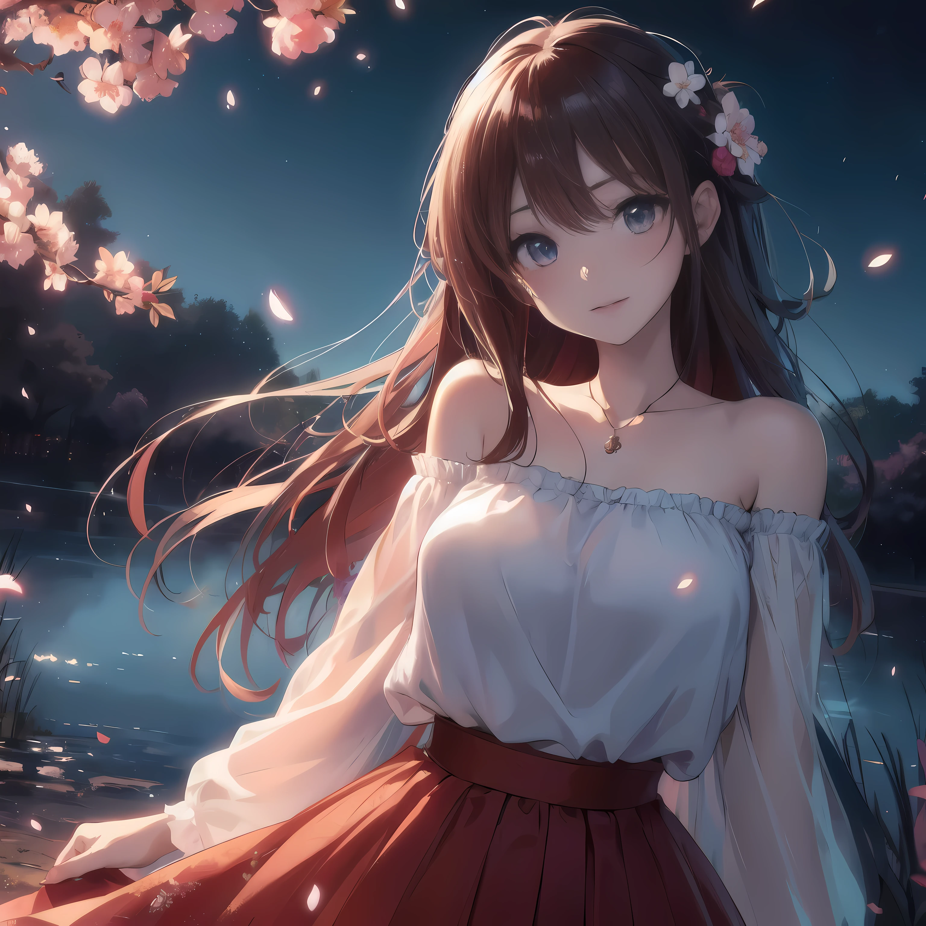 anime girl with long hair and flowers in her hair, beautiful anime girl, anime style 4 k, beautiful anime portrait, beautiful anime, anime wallpaper 4 k, 4k anime wallpaper, anime wallpaper 4k, pretty anime girl, beautiful anime woman, anime art wallpaper 4k, anime art wallpaper 4 k, nightcore, cute anime waifu in a nice dress