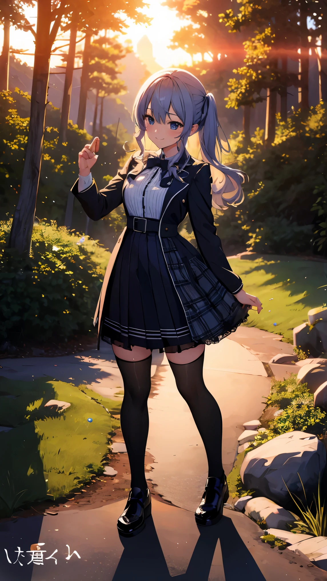 Hololive_hoshimachi suisei_fantasy_black stockings_shortcut_Idol_raw stone star_star star_a handsome guy_delivery_Virtual YouTuber_smile_date_Cafe_move_thank you_bless_thank you_take a pose_uniform_high school girl_student_beautiful feet_shiny_highest quality_masterpiece_medium hair_髪型はshortcut_beautiful_forest_In the mountains_sunlight filtering through the trees_nature_sexy_phonjun_Bewitching_fascinating_evening_sunset_8K quality_dress