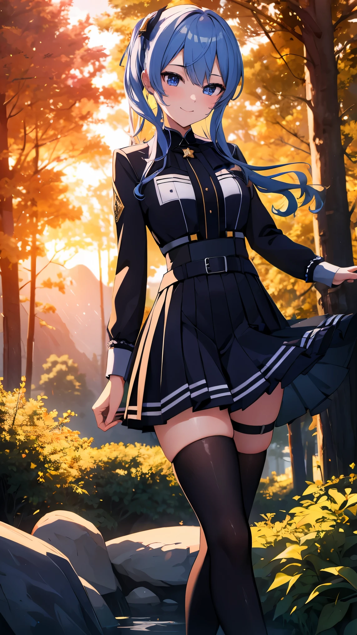 Hololive_hoshimachi suisei_fantasy_black stockings_shortcut_Idol_raw stone star_star star_a handsome guy_delivery_Virtual YouTuber_smile_date_Cafe_move_thank you_bless_thank you_take a pose_uniform_high school girl_student_beautiful feet_shiny_highest quality_masterpiece_medium hair_髪型はshortcut_beautiful_forest_In the mountains_sunlight filtering through the trees_nature_sexy_phonjun_Bewitching_fascinating_evening_sunset_8K quality_dress