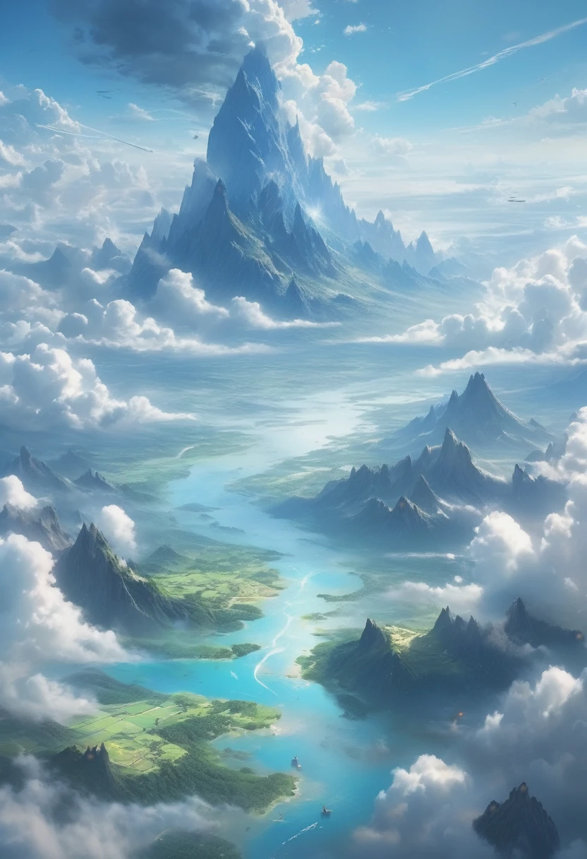 (best quality,4k,8k,highres,masterpiece:1.2),ultra-detailed,(realistic,photorealistic,photo-realistic:1.37),aerial view,landscape,nature,serene,peaceful,expansive scenery,vibrant colors,vivid greenery,crystalline waters,rolling hills,pristine lakes,majestic mountains,uninterrupted horizon,golden sunlight,dreamlike atmosphere,light,air,tranquility,surreal,fantasy-like,ethereal,sunlit clouds,misty valleys,harmony,balance,sublime beauty,awe-inspiring,magnificent,panoramic,escape from reality,serenity in vastness,calmness in the sky,celestial perspective,quiet contemplation,solitude in the clouds,limitless freedom,serene escape,heavenly journey,harmonious coexistence of land and sky