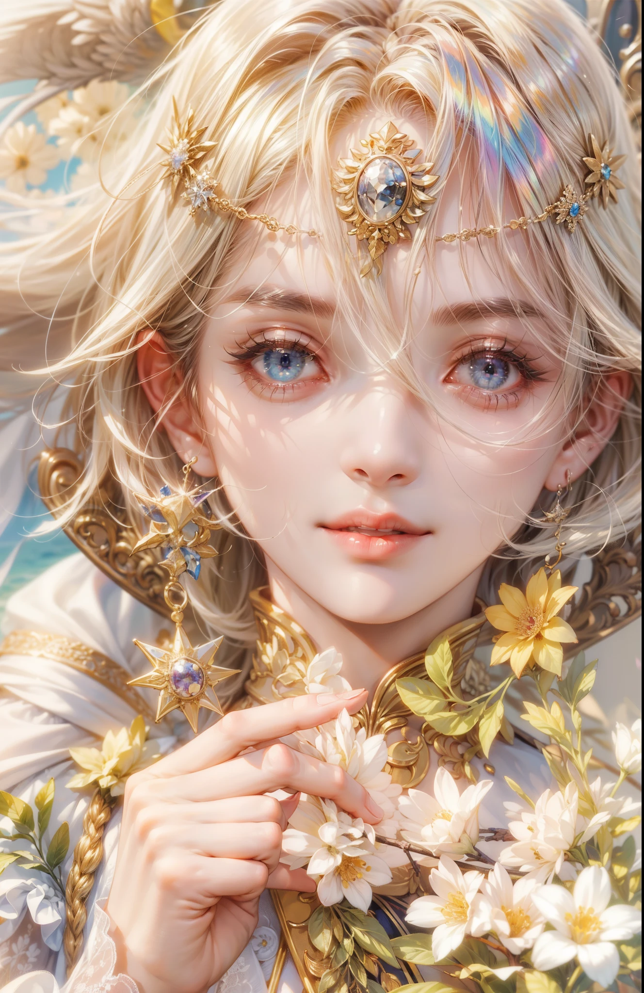 ((Best quality)), ((masterpiece)), (detailed), ((perfect face)), ((halfbody)) perfect proportions , colorful vibe ((handsome face)) detailed scenery background